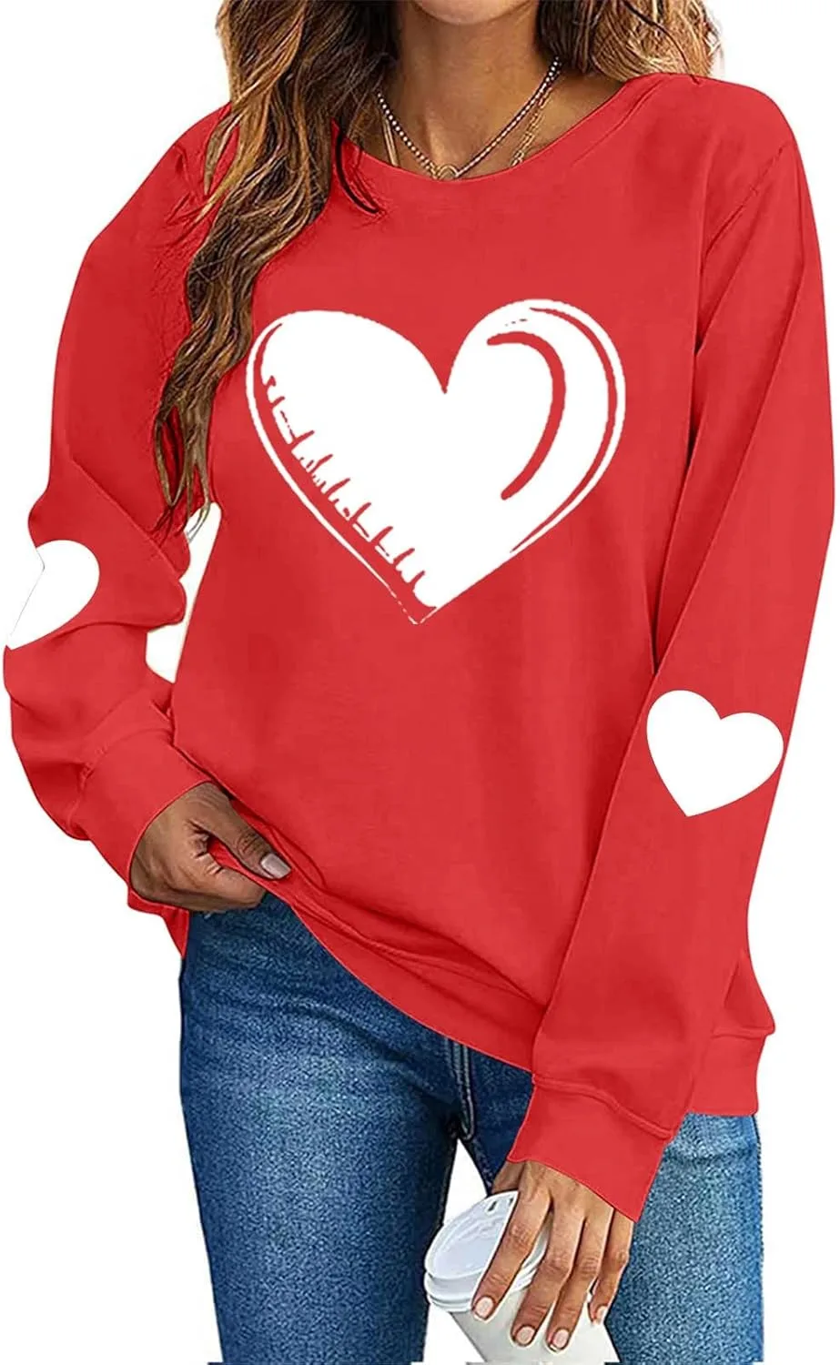 

Женский свитшот Love Heart с длинным рукавом и принтом в виде сердца