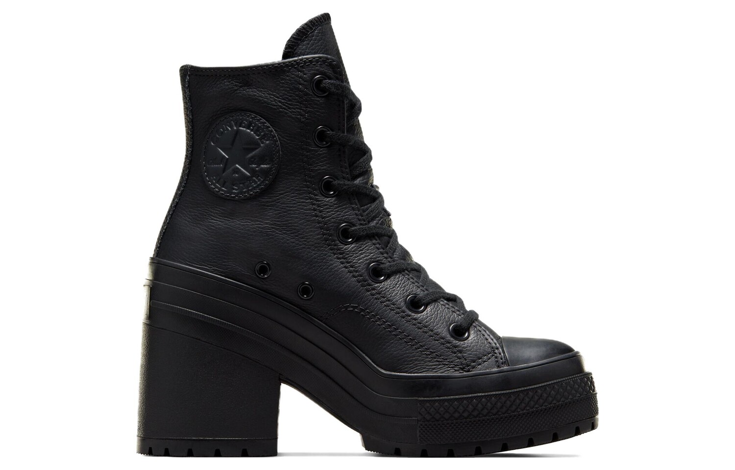 Chuck 70 De Luxe женские туфли на высоком каблуке из кожи, цвет «черный» Converse — фото 2