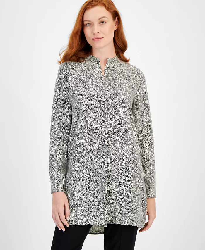 

Принтованная удлиненная туника Anne Klein, белый