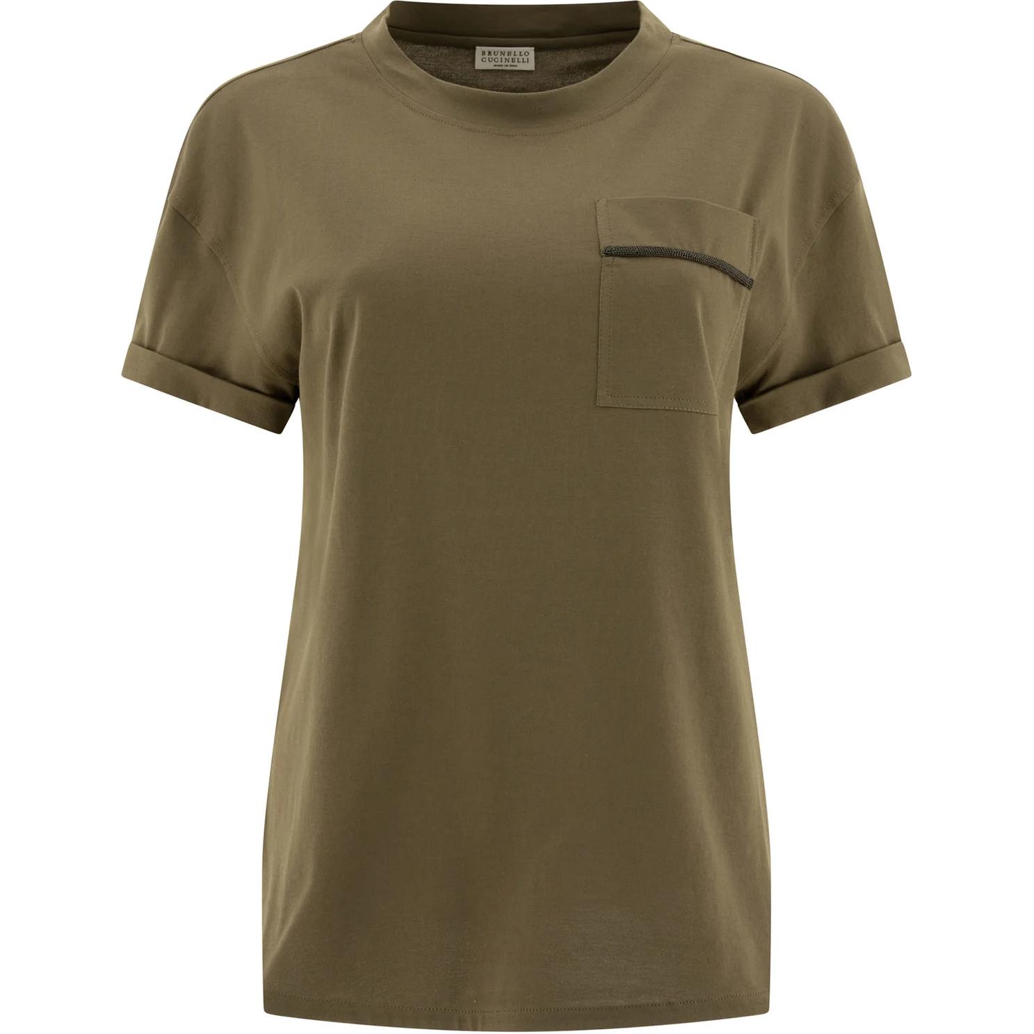 

Футболка Monili-Chain с круглым вырезом Brunello Cucinelli, зеленый