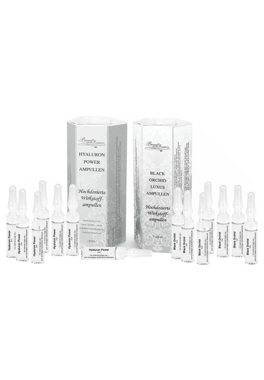 

Антивозрастной уход BEAUTY NATURE COSMETICS HYALURON + BLACK ORCHID AMPULLEN, цвет transparent