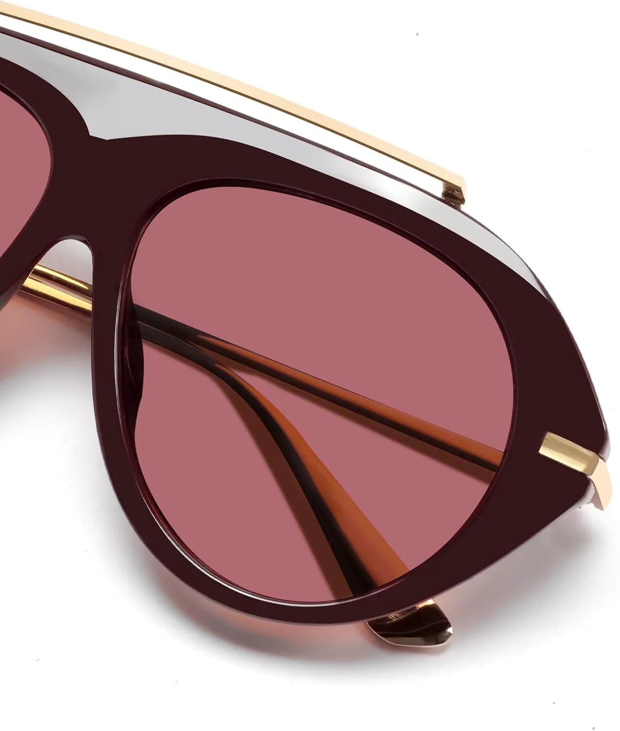 

Солнцезащитные очки-авиаторы большого размера TYA для женщин и мужчин, модные ретро-очки в стиле 70-х, большие, золотистые, винтажные, Red Frame-red Lens