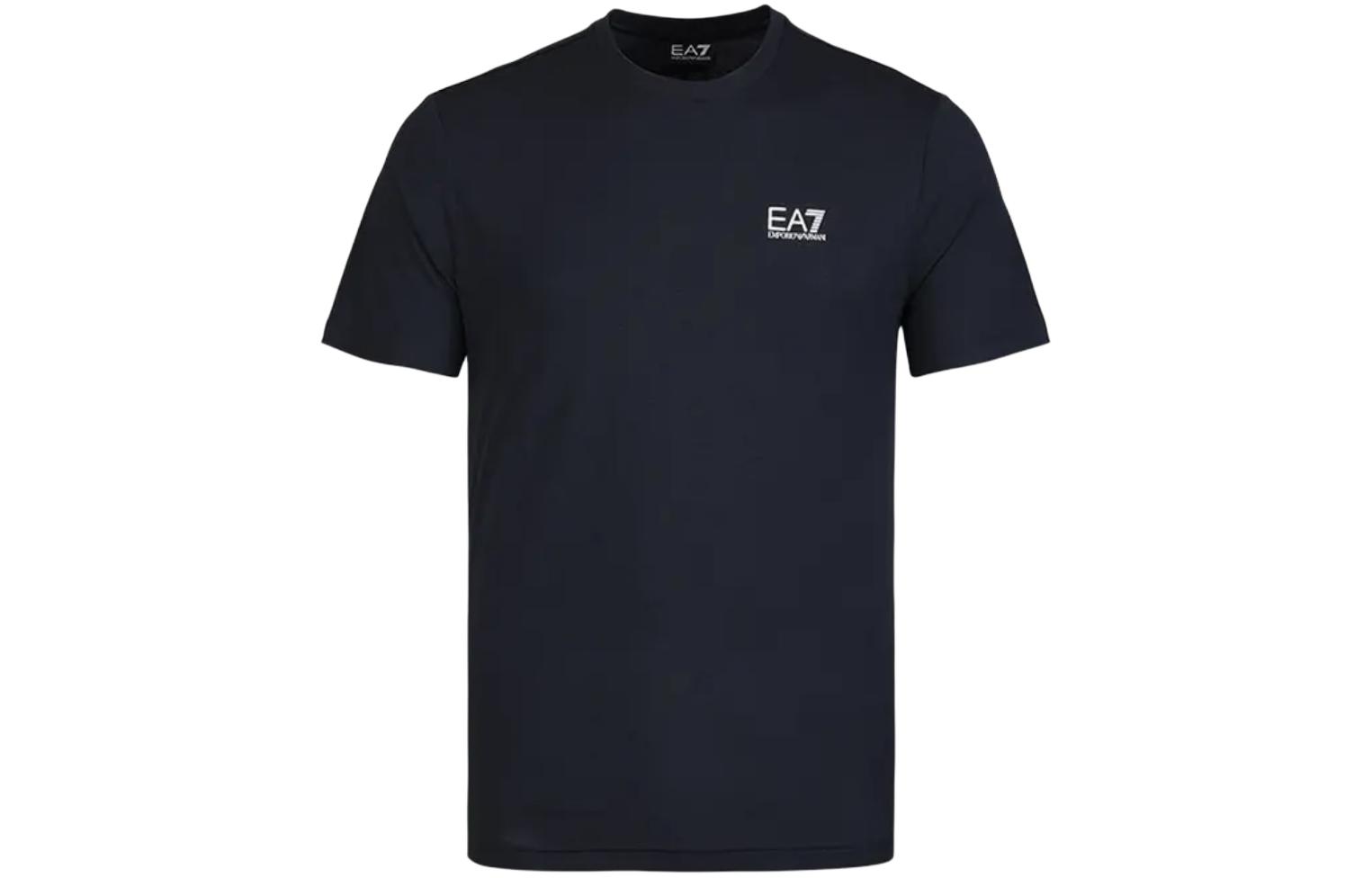 Футболка Cotton с принтом Ea7 Logo EMPORIO ARMANI, черно-белый — фото 3