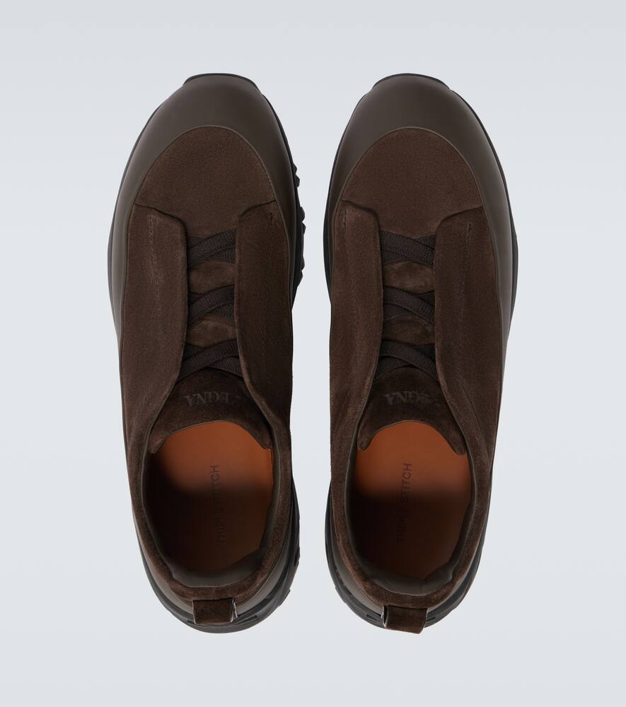 Тройной стежок монте замшевые кроссовки Zegna, Dark Brown — фото 4