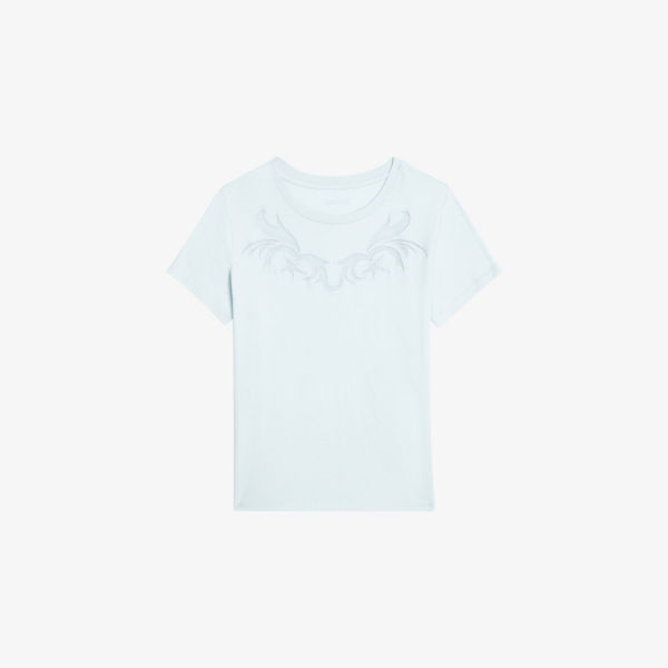 

Футболка Zadig&Voltaire Alys хлопковая с коротким рукавом и вышивкой, светло-голубой