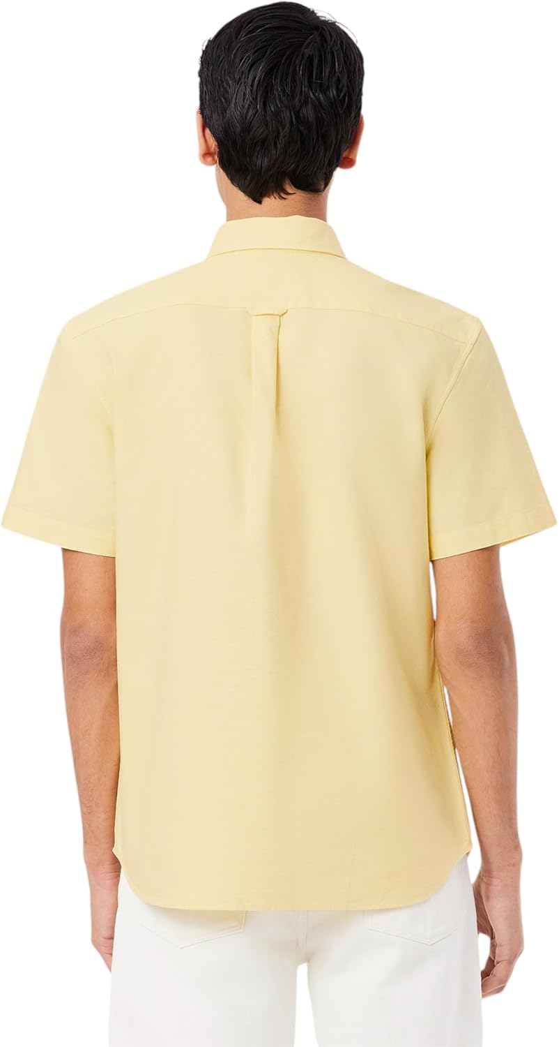 Рубашка Lacoste с коротким рукавом, классический крой, мужская коллекция Core, Yellow/White — фото 3