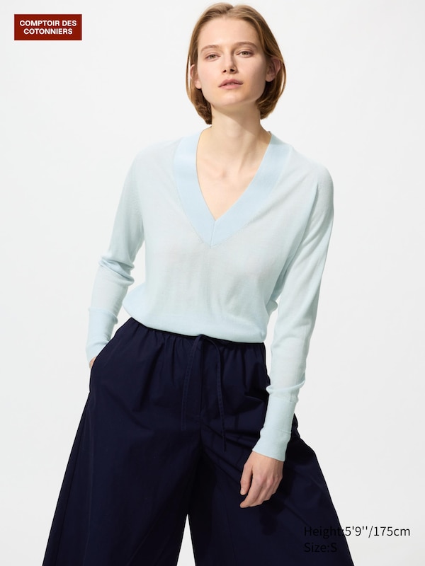 

Джемпер из смеси мериноса и шелка Uniqlo, 61 blue