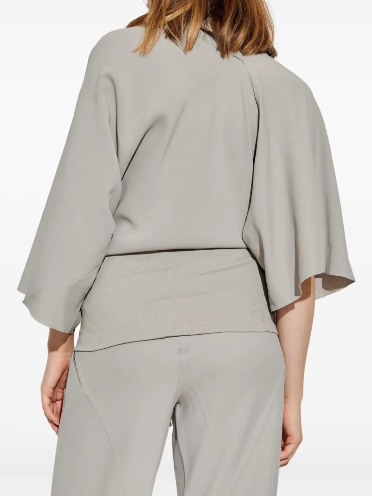 Топ с драпировкой и воротником-хомутиком от Рика Оуэнса Rick Owens, серый — фото 4