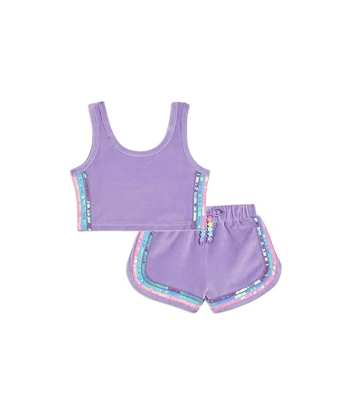 Детский комплект из топа и шорт Rainbow Velour Sequin Lola and The Boys, Multi