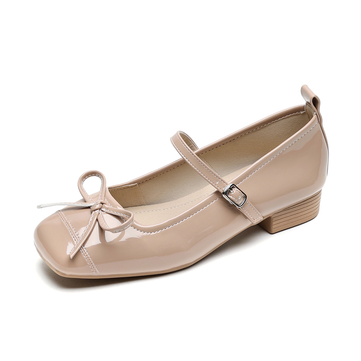 QITUMAUL Блок каблук Мэри Джейн туфли женские розовые, цвет Pink[Heel Height 2cm]