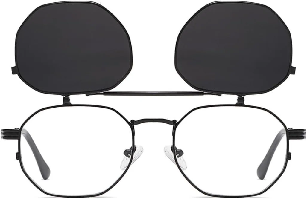 

Ретро-металлические панк-солнцезащитные очки Polygon для мужчин и женщин, модные, с прозрачными линзами Ocean Lens, защита от УФ-излучения UV400 VVTWSSW, Silver Blue