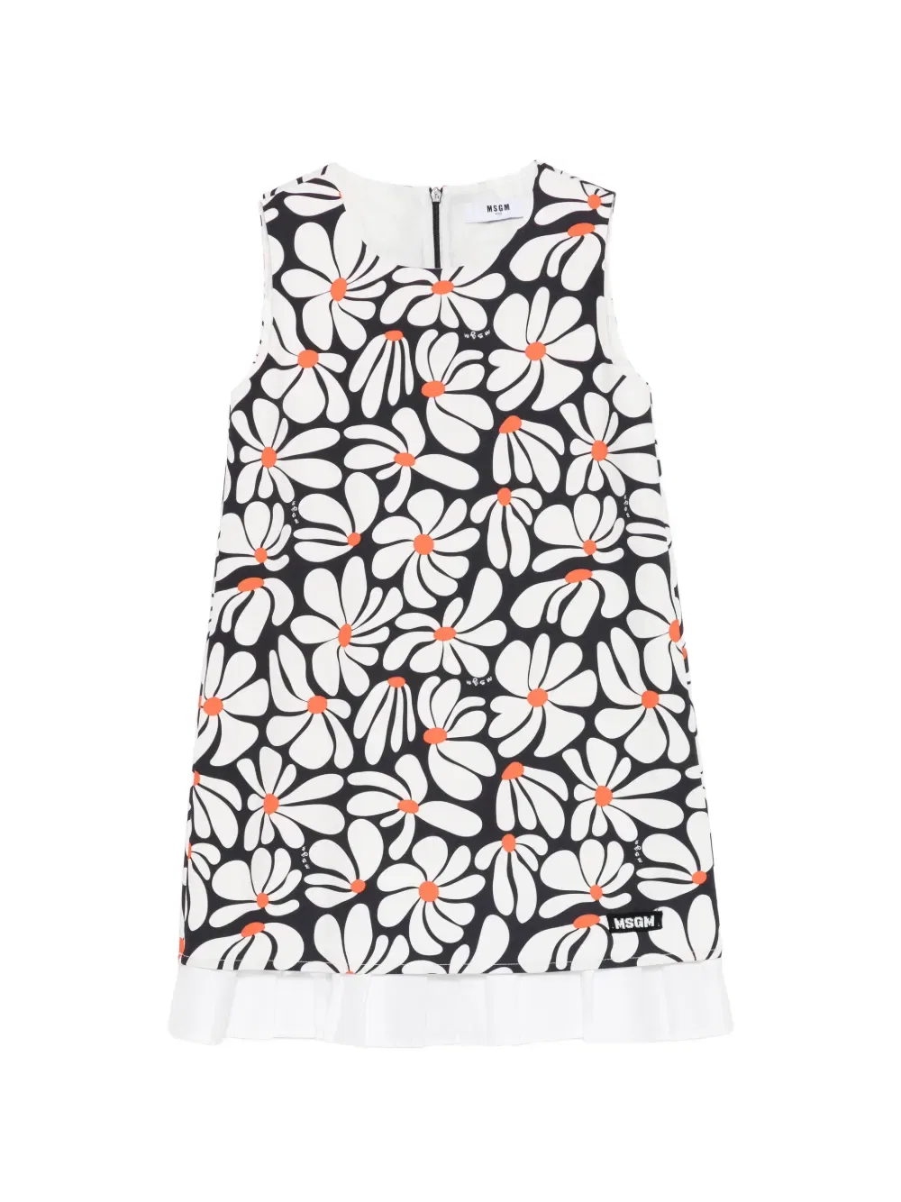 Плиссированное платье с цветочным принтом Msgm Kids, белый