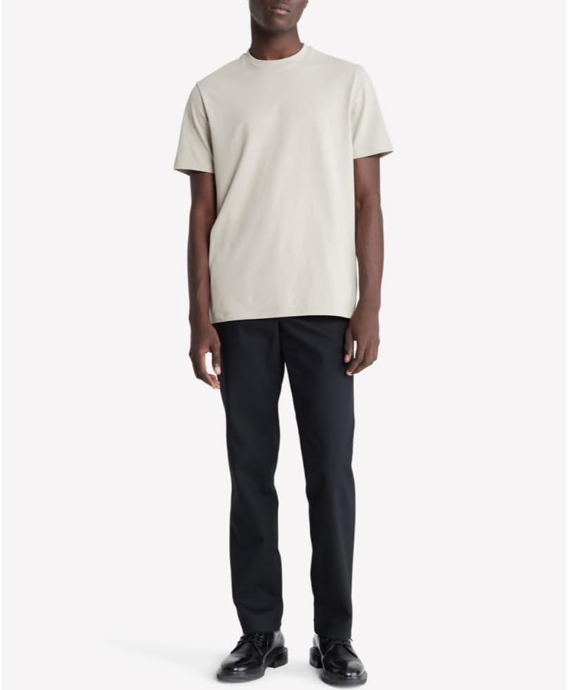 Мужская футболка Calvin Klein из гладкого хлопка с круглым вырезом, Plaza Taupe — фото 4