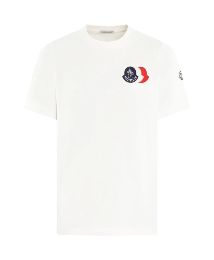 

Футболка с трехцветным логотипом белого цвета. Moncler, белый