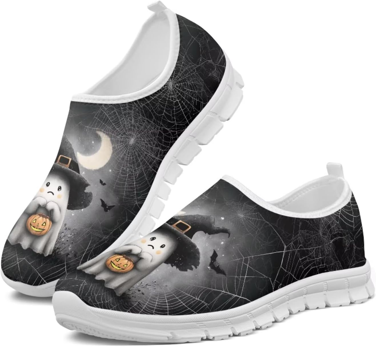 

Удобные женские слипоны для ходьбы Унисекс Взрослые модные повседневные кроссовки Fonplted, Halloween Ghost
