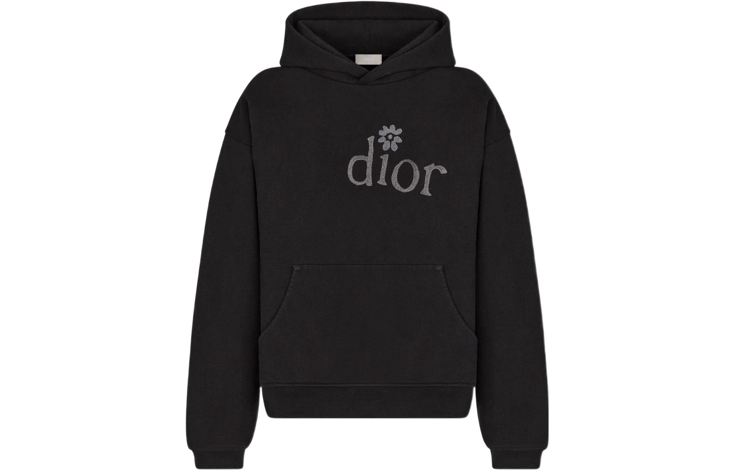 

X Erl Relaxed Fit Hooded Sweatshirt DIOR, Black