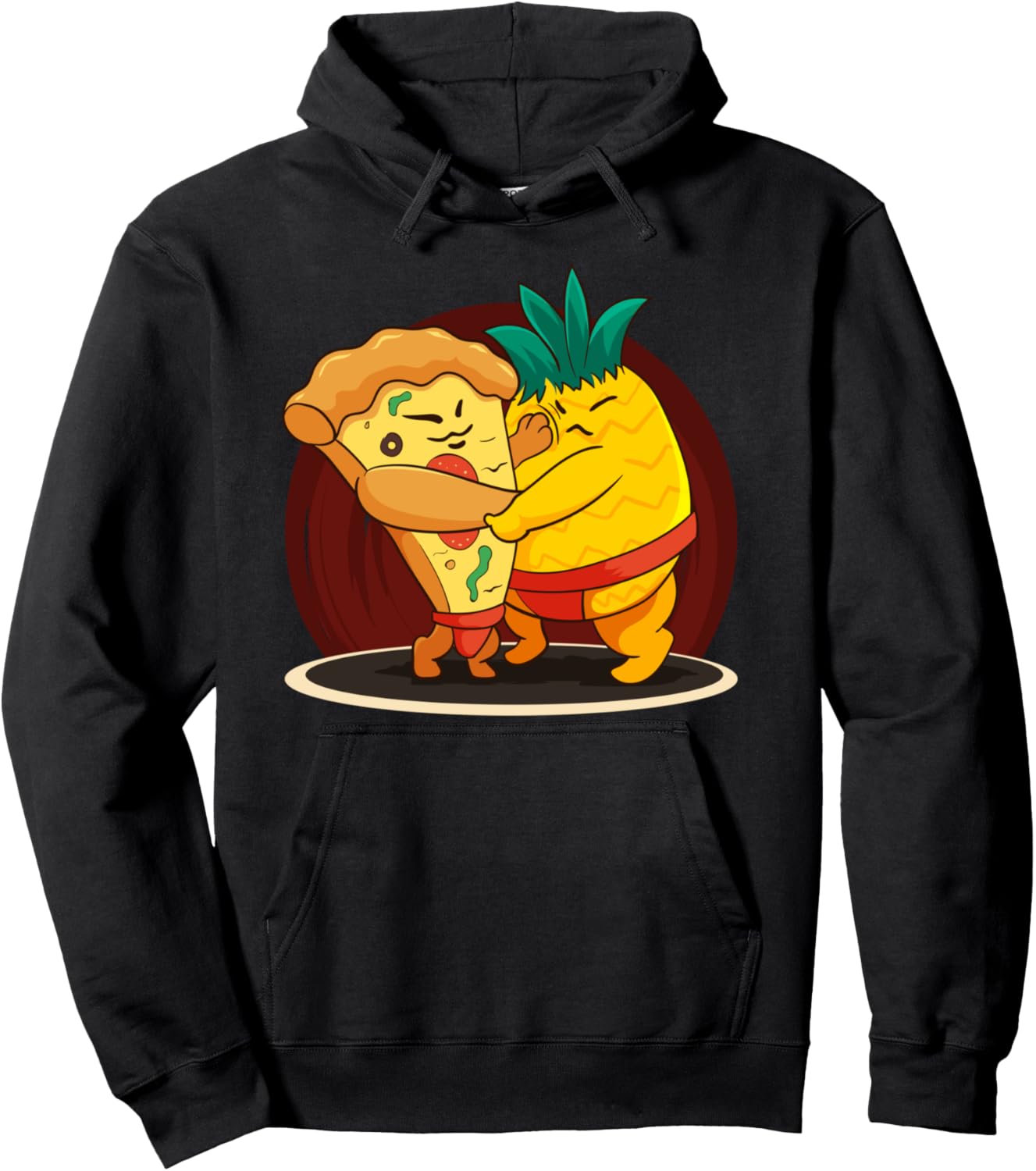

Забавная толстовка в японском стиле сумо с ананасом, гавайской пиццей и элементами каваи для гиков Japanese Sumo Wrestling Japanese Martial Arts Clothing, черный