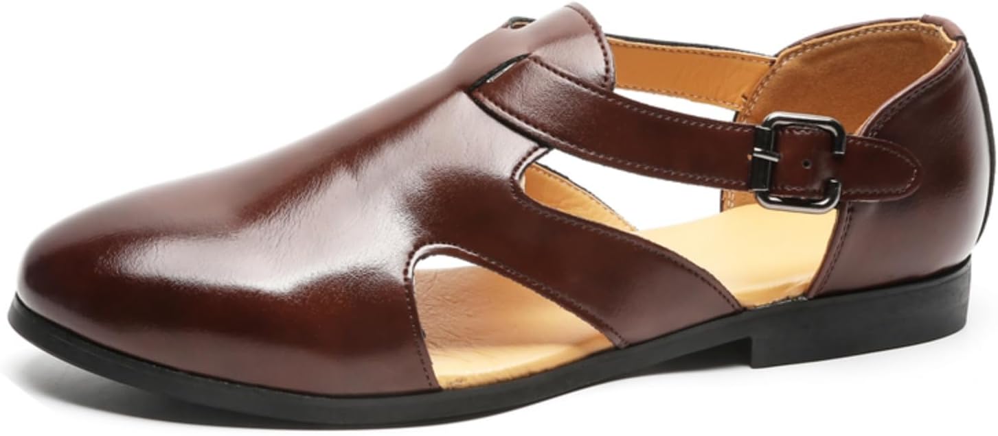 

Мужские премиальные кожаные сандалии Kpdwfms в стиле босоножек римского типа: нескользящие, износостойкие. Мягкие, удобные, легкие и хорошо дышащие, коричневый