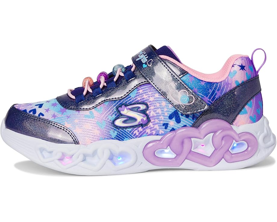 Детские кроссовки SKECHERS KIDS Infinite Heart Lights - Heart Jewels 303261L (Little Kid/Big Kid), Navy/Multi — фото 4