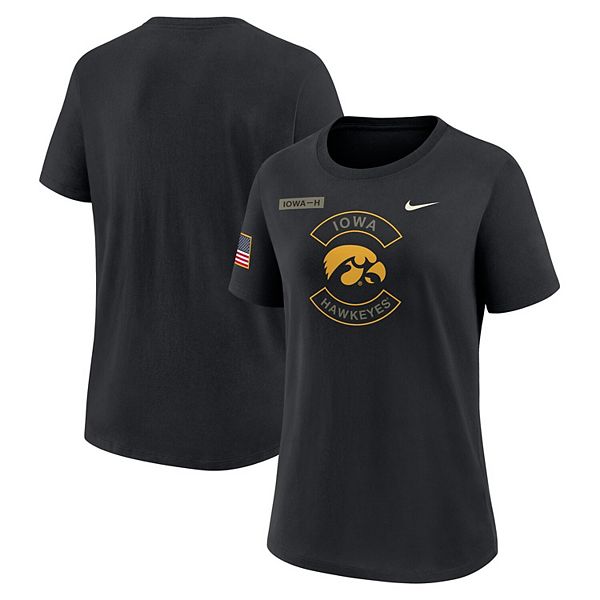 Женская черная футболка Iowa Hawkeyes 2025 Military Appreciation Dri-FIT Nike — фото 2