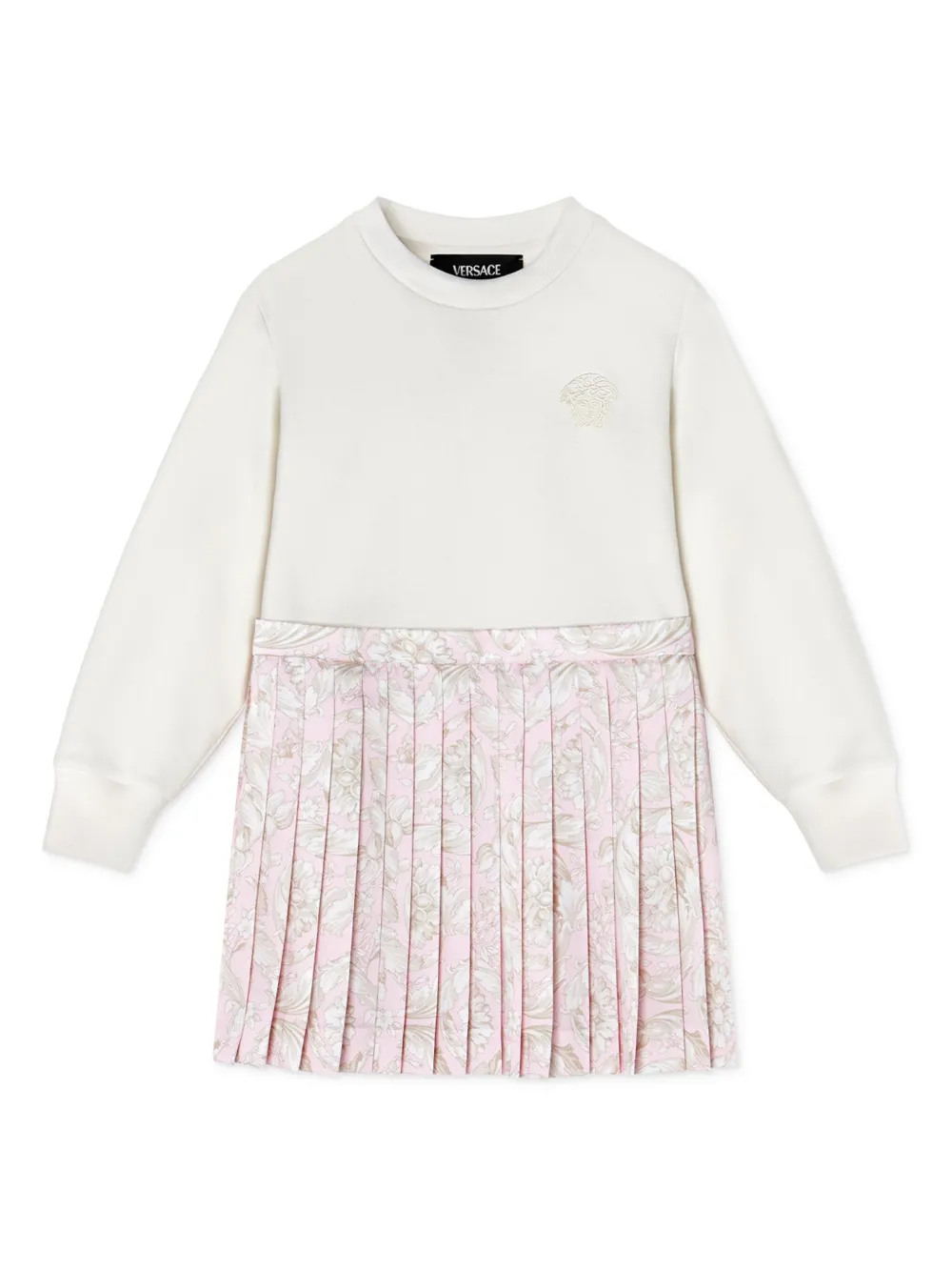 

Платье с плиссированной юбкой Versace Kids, белый