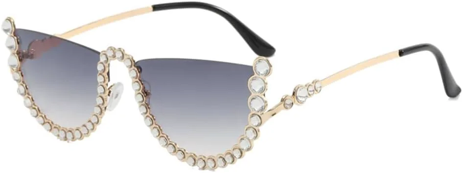 

Женские полукруглые солнцезащитные очки LVTFCO в винтажном стиле с градиентным переходом цвета и без оправы, украшенные стразами. Модные очки, Gradient Grey