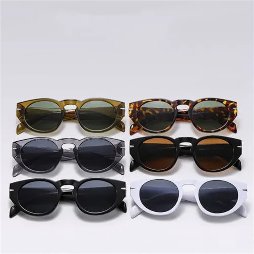 

Круглые солнцезащитные очки 2027 для женщин, винтажные мужские солнцезащитные очки в стиле стимпанк, защита от УФ-излучения UV400, овальные женские MTZJH, White