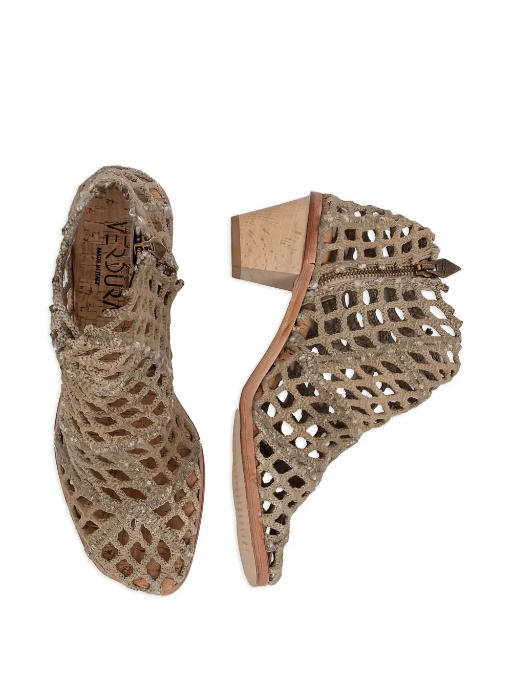 Сетчатые ботильоны на блочном каблуке VERDURA SHOES, нейтральный — фото 3