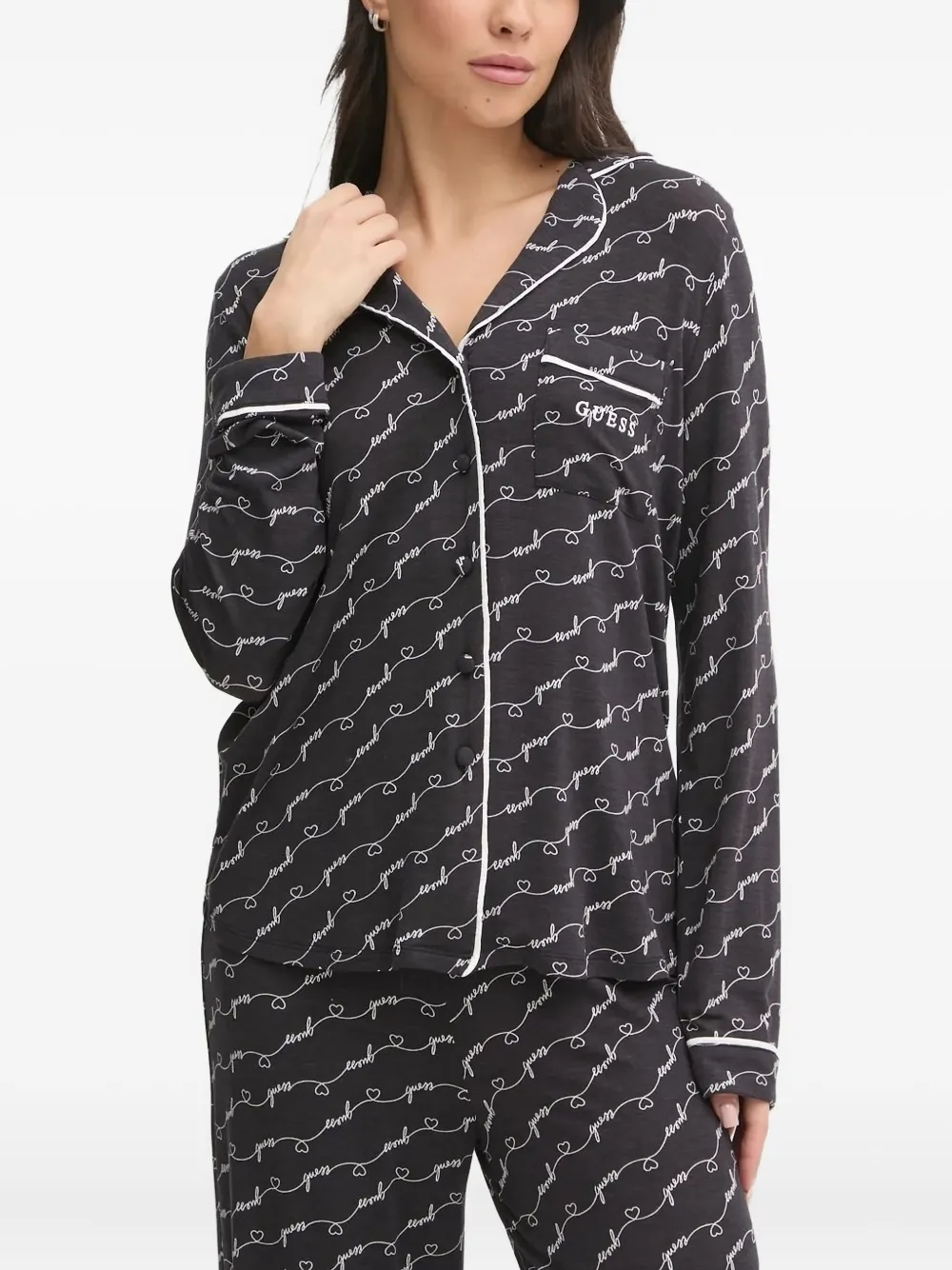 

Пижамный комплект с логотипом и сердцем GUESS USA, черный