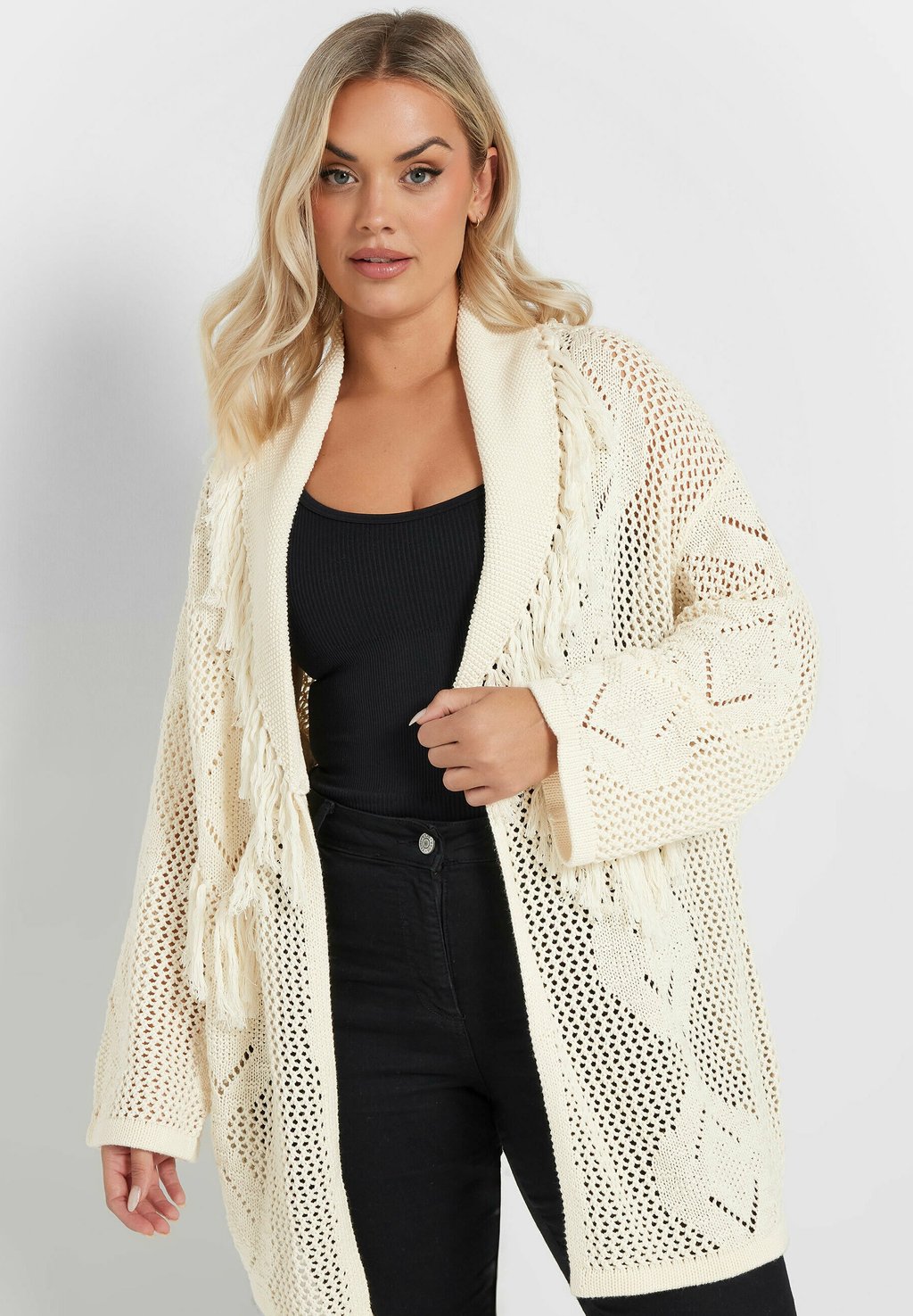 

Кардиган FRINGE CROCHET Yours Clothing, кремовый