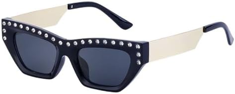 

Женские солнцезащитные очки в стиле панк 2027 года, металлическая оправа, винтажные солнцезащитные очки «кошачий глаз» с кристаллами, защита от ультрафиолета UV400 MTZJH, C1 Gold Black