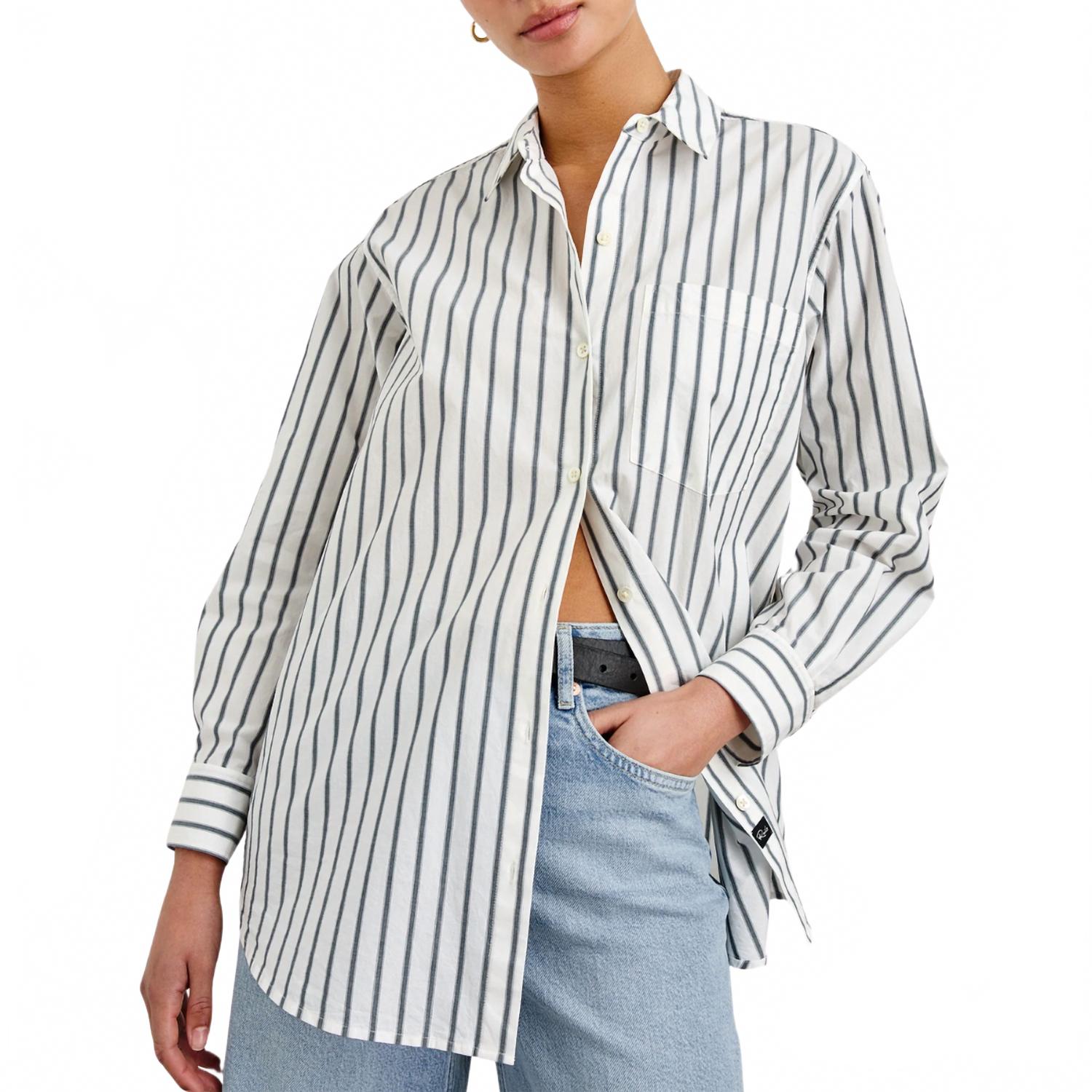 

Рубашка Elsa в мелкую полоску цвета грифельного сланца Rails, Chalk Slate Stripe