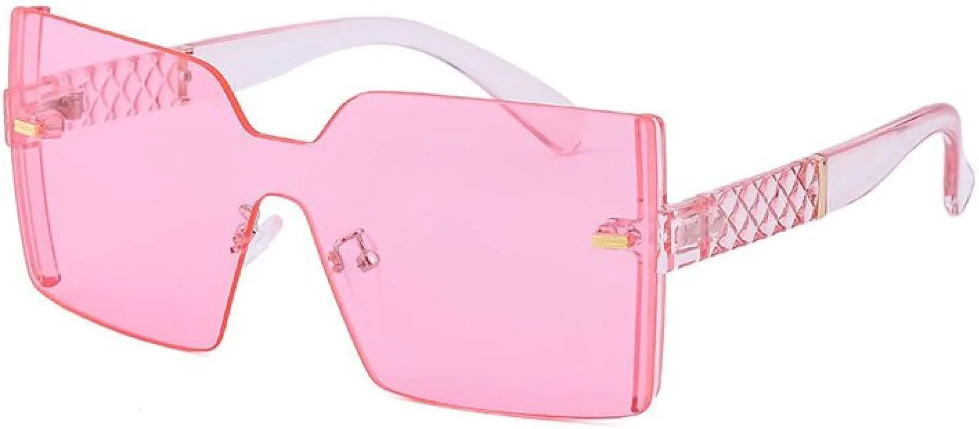 

Солнцезащитные очки без оправы большого размера для женщин, роскошные, с прозрачными линзами, для мужчин, в стиле ретро, ​​с крупной оправой TVTBBVV, C2pink