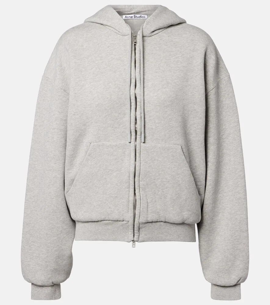 Толстовка на молнии из хлопкового флиса Faye Acne Studios, серый
