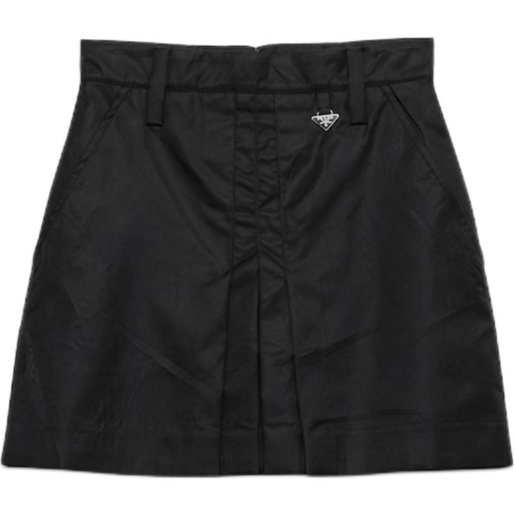 Юбка с плиссированными вставками PRADA, черный