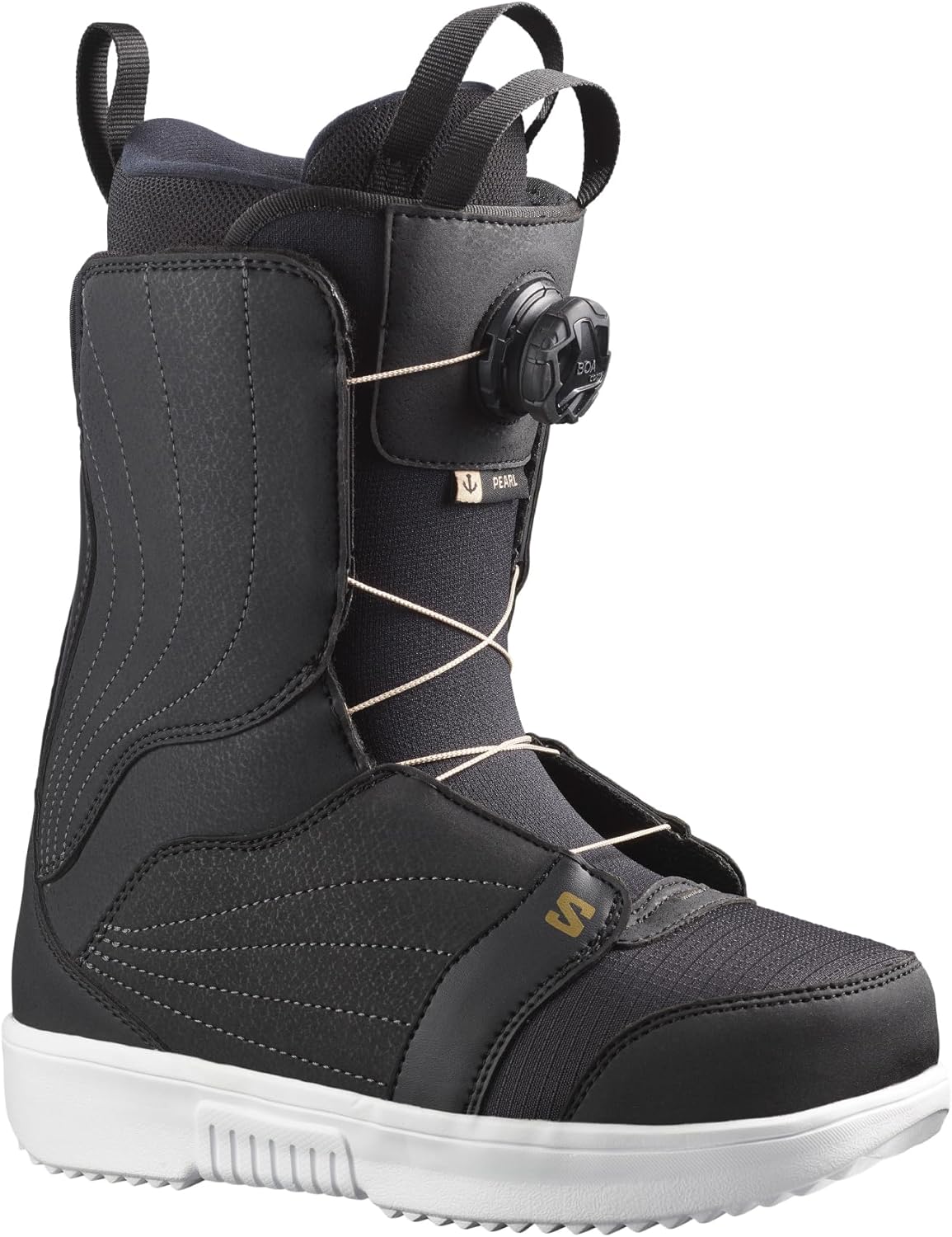 

Женские сноубордические ботинки Salomon Pearl BOA, модель 2023-24, Black / White / Gold, Белый, Женские сноубордические ботинки Salomon Pearl BOA, модель 2023-24, Black / White / Gold