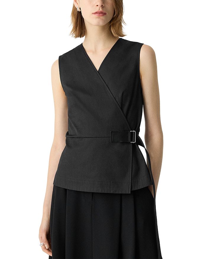 

Хлопковый облегающий топ-чулок Chino с запахом Theory, черный