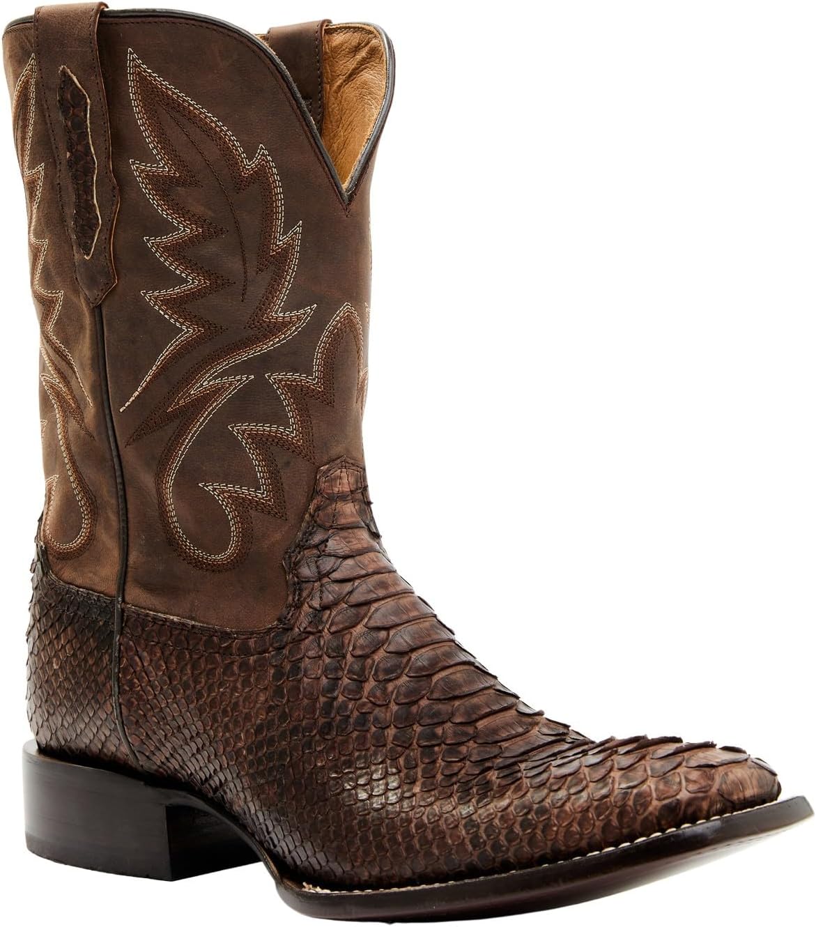 

Мужские вестерн-сапоги Cody James с экзотической змеинообразной кожей, широким квадратным носком - Becjasr22-22, шоколадный