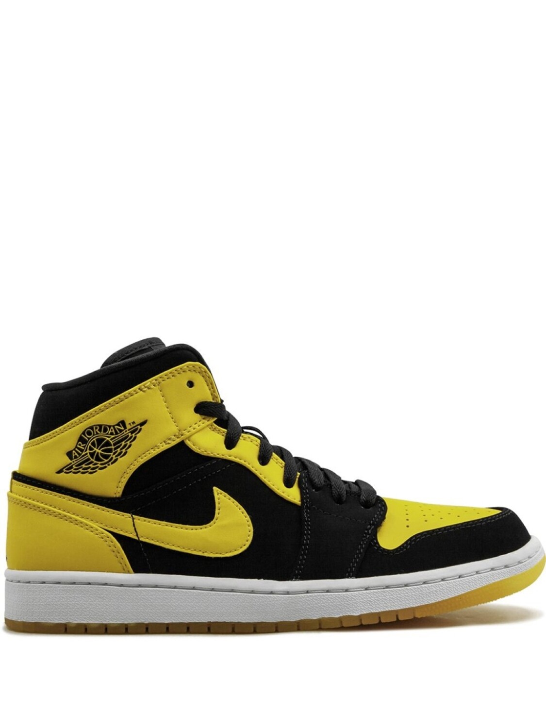 

Кроссовки Jordan Air Jordan 1 Mid, черный/желтый, Черный;серый, Кроссовки Jordan Air Jordan 1 Mid, черный/желтый
