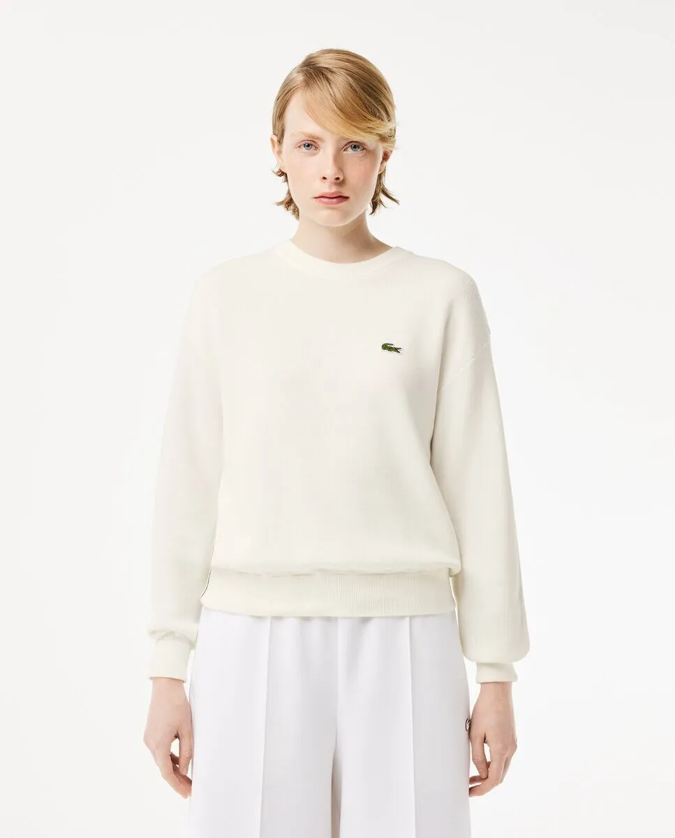 

Женская хлопковая толстовка с круглым вырезом Lacoste, белый