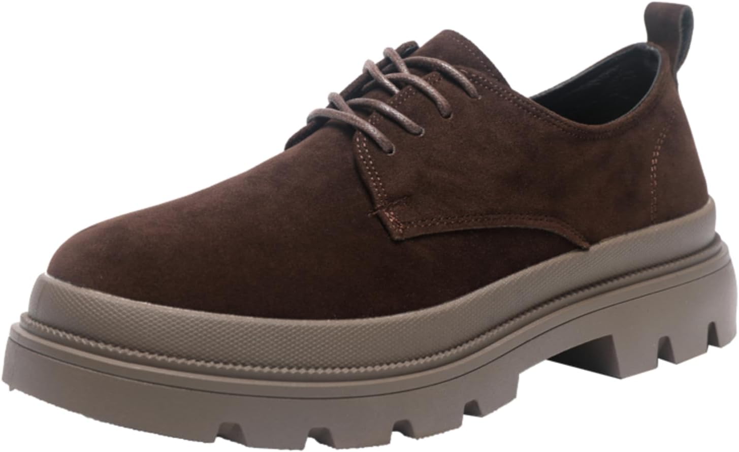 

Мужские классические оксфорды из замши с массивной противоскользящей подошвой для делового повседневного стиля, удобные с круглым носком для повседневной носки Kelibasi, коричневый