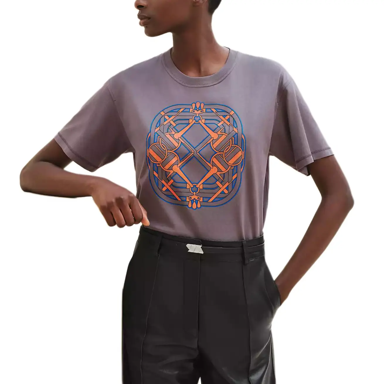 Футболка классическая женская каменный серый HERMES — фото 2