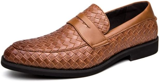 

Мужские оксфорды с заостренным носком и плетеным узором, слипоны, формальная деловая обувь Waolsu, коричневый