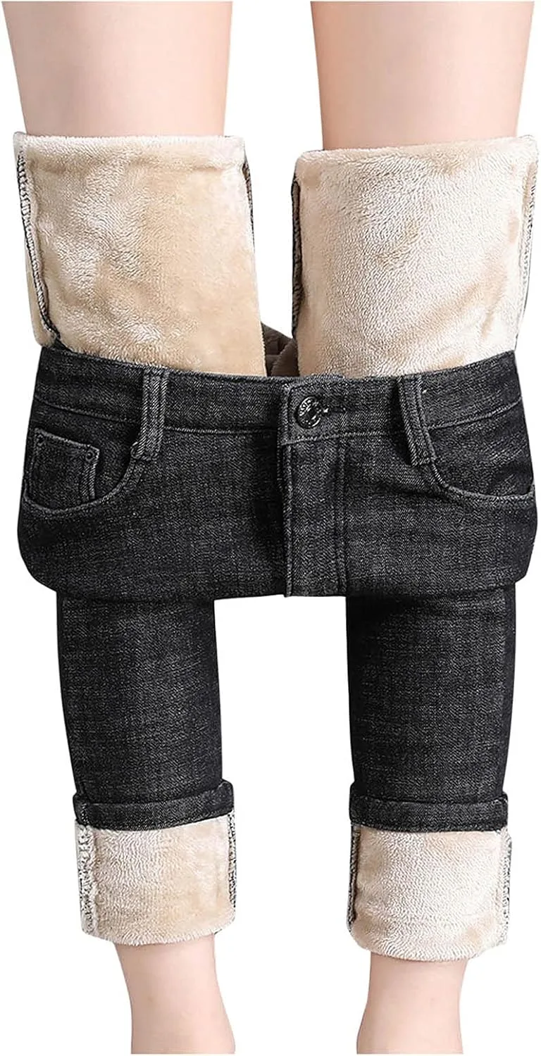 

Женские джинсы из флиса High Waisted, утепленные, Stretch Slim Fit