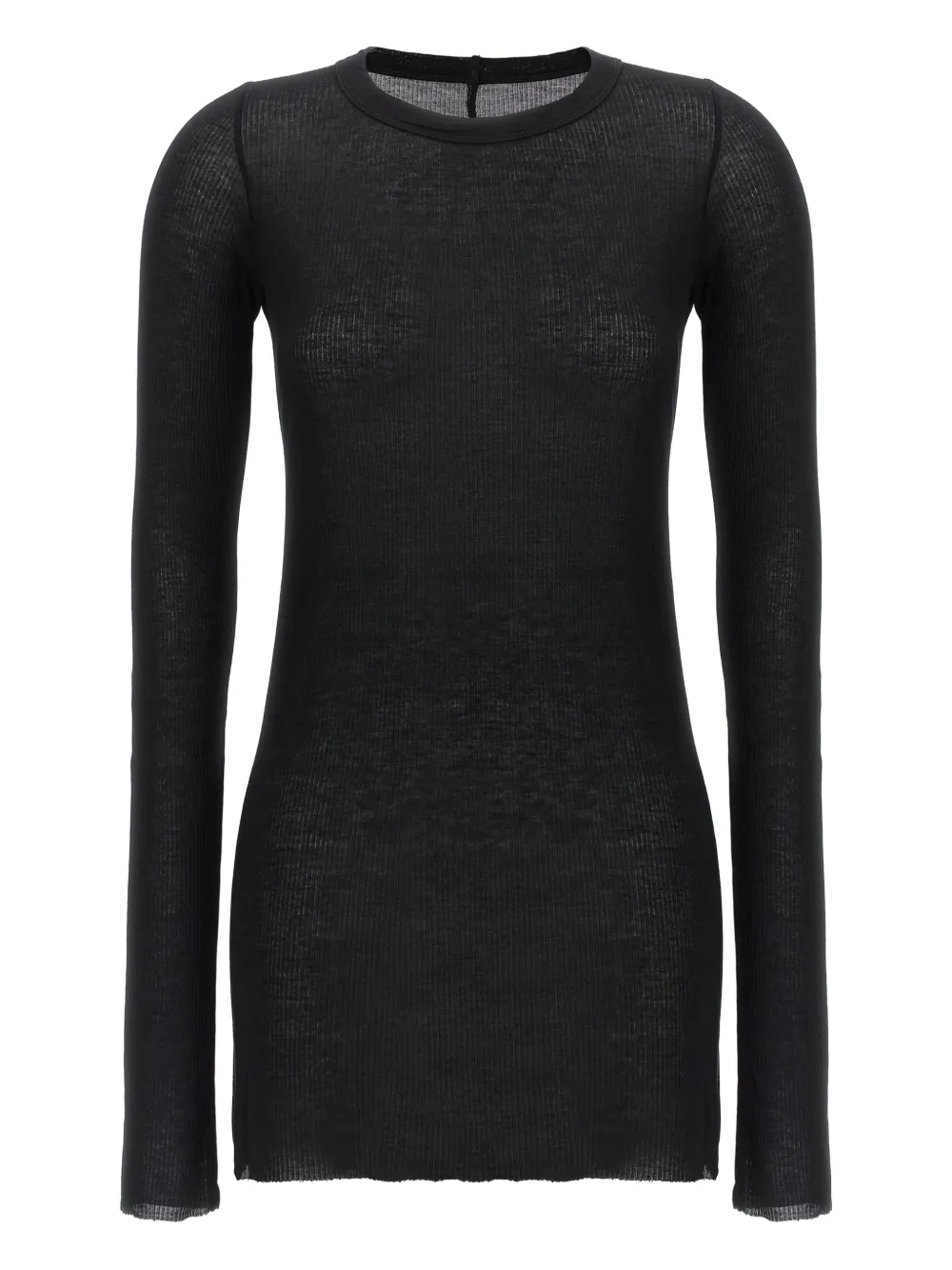 

Футболка в рубчик с необработанными краями Rick Owens, черный