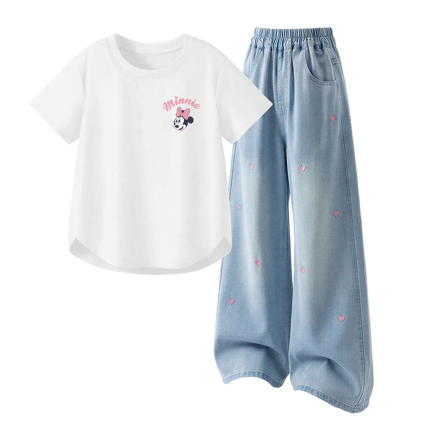 Детский спортивный костюм Casual Sportswear 2 Piece Set Disney, Silicone Lift-Up K Begonia Pink+Solid Color Denim Light Blue — фото 4