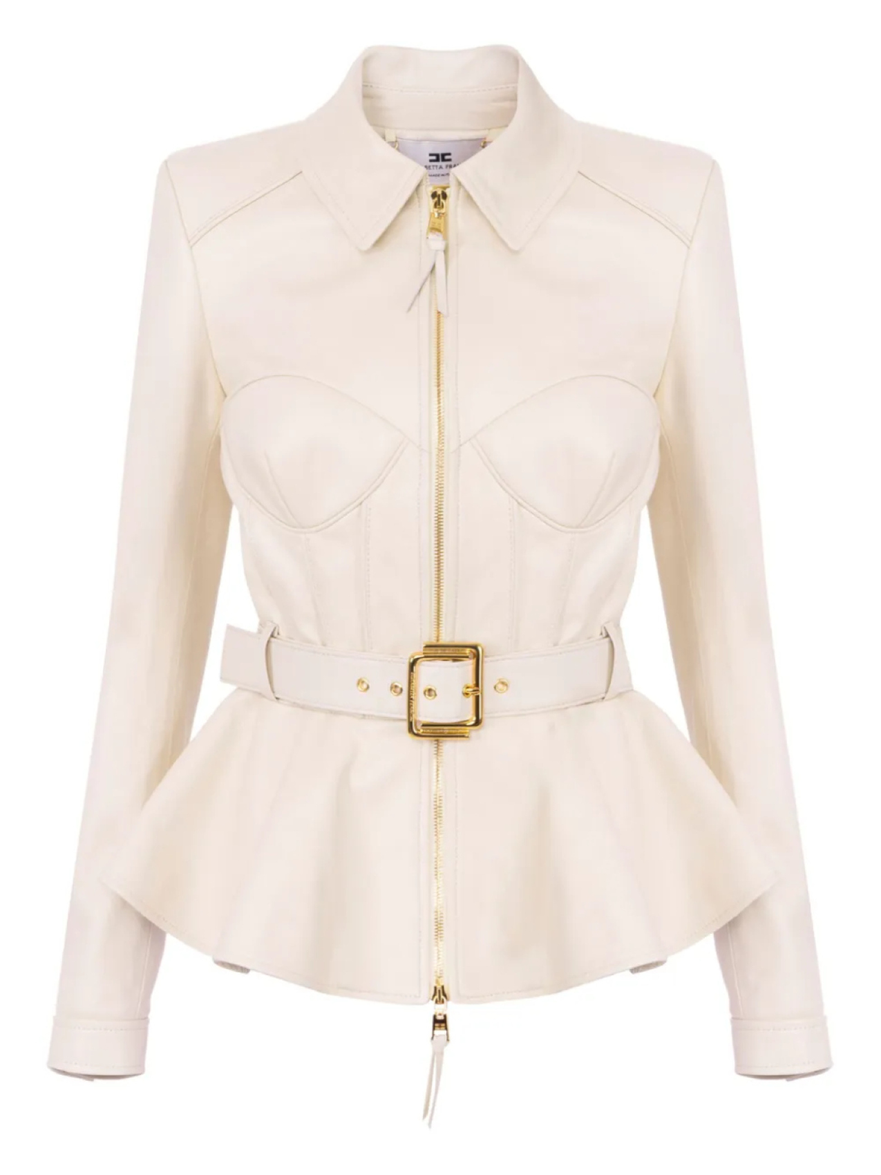 

Кожаная куртка на молнии Elisabetta Franchi, нейтральный