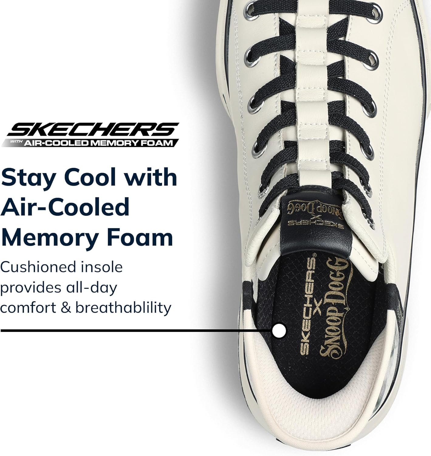Мужские кроссовки Skechers Snoop Dogg: Snoop ONE-Double G Hands Free Slip-Ins, белый — фото 3