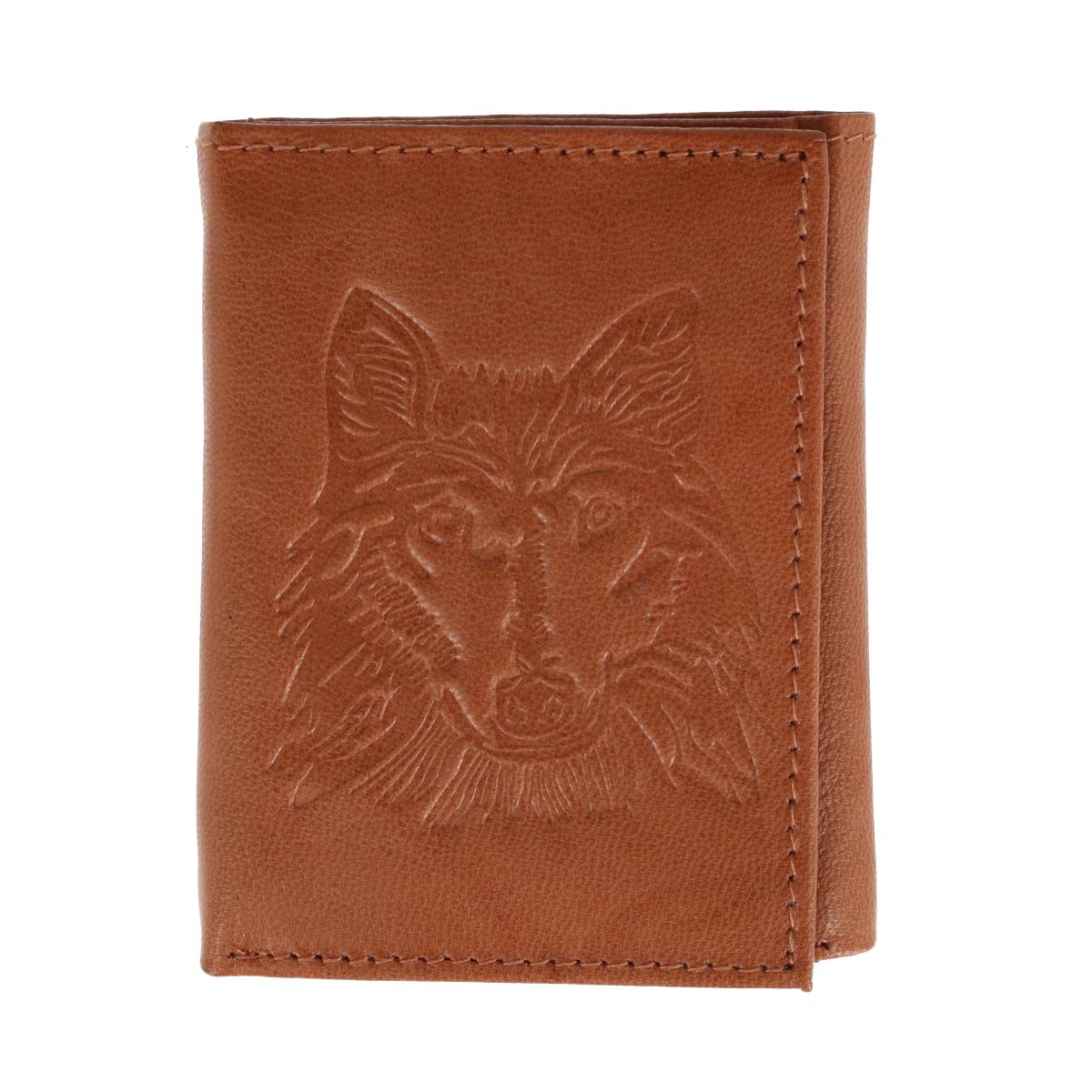 

Мужской кошелек с тиснением RFID Wolf в три сложения CTM, цвет tan