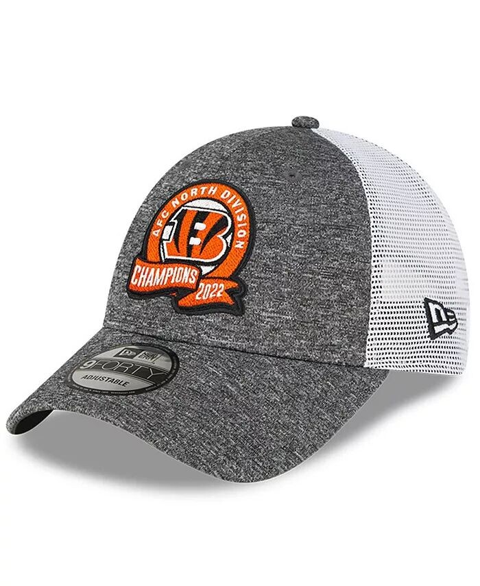 

Мужская регулируемая шляпа Хизер Грей Цинциннати Бенгалс 2022 AFC North Division Champions Раздевалка 9FORTY New Era, серый